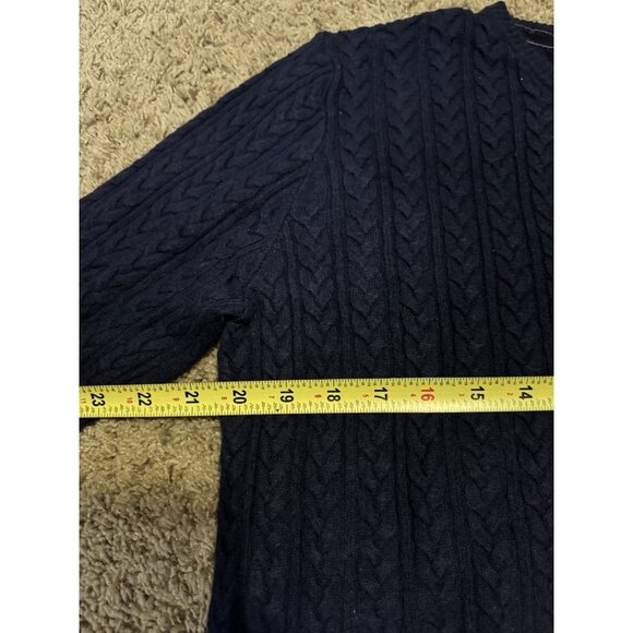 VTG EDDIE BAUER Navy Cashmere Angora Blend Cable Knit Sweater Cardigan Preppy XL - Picture 5 of 6